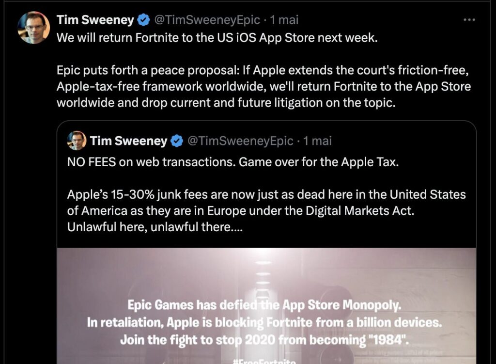 Les tweets de Tim Sweeney. Les tweets de Tim Sweeney.