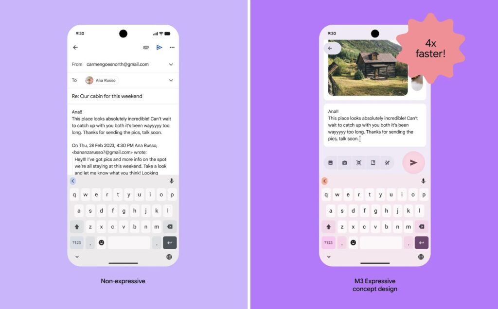 L'ancien Gmail à gauche, le futur Gmail à droite. L'interface est plus riche.