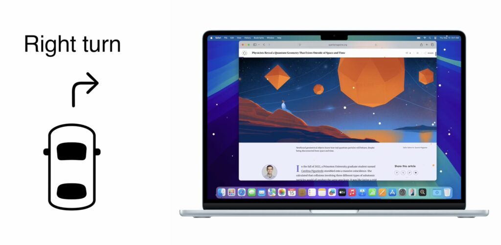 Le mode voiture sur Mac. // Source : Apple