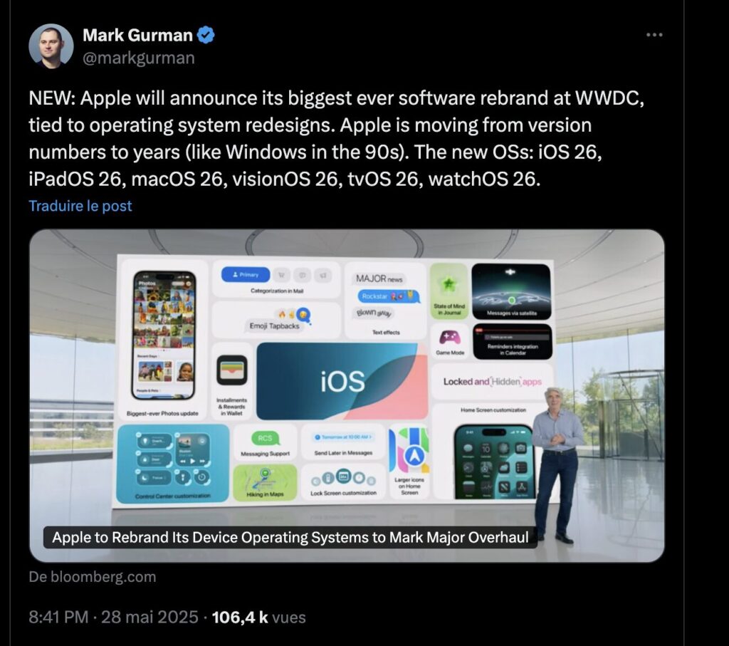 iOS 26 : la surprise d'Apple iOS 26 : la surprise d'Apple