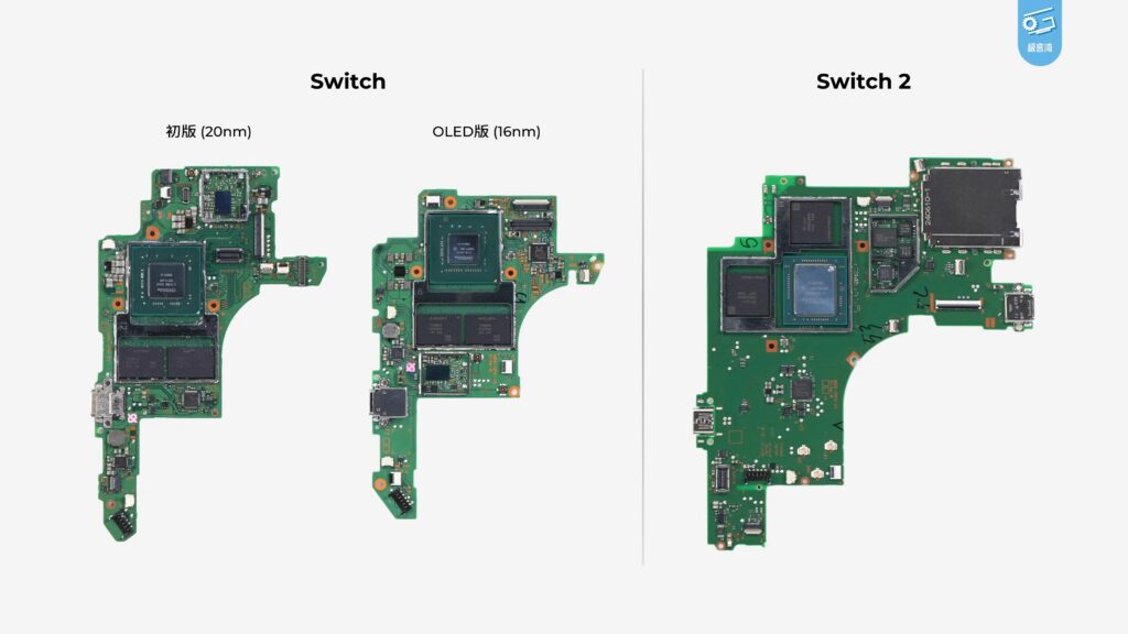 La carte mère de la Switch 1 vs. celle de la Switch 2. La carte mère de la Switch 1 vs. celle de la Switch 2.