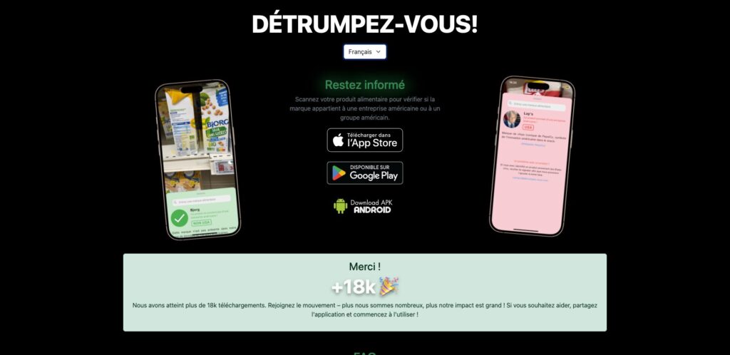 Le site de l'application Détrumpez-vous // Source : Capture Numerama