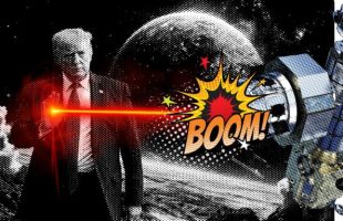 Trump détruisant la station lunaire Gateway // Source : Montage Numerama