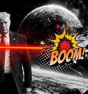 Trump détruisant la station lunaire Gateway // Source : Montage Numerama