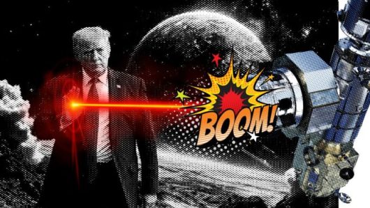 Trump détruisant la station lunaire Gateway // Source : Montage Numerama