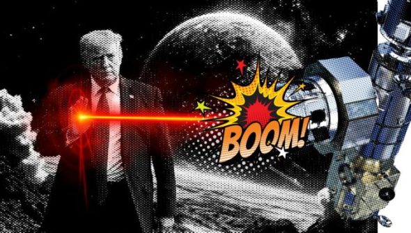 Trump détruisant la station lunaire Gateway // Source : Montage Numerama