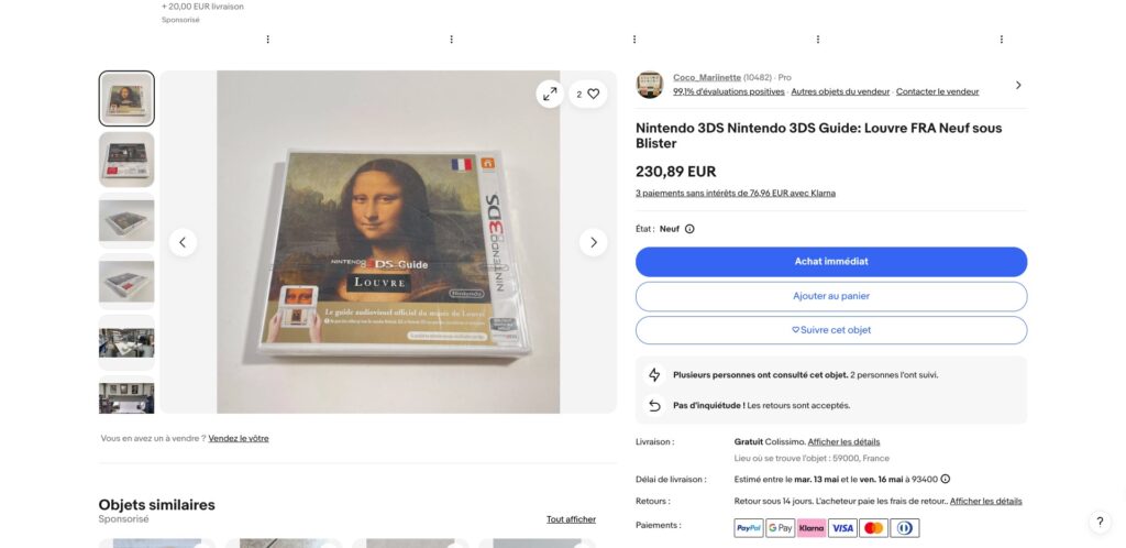 Les cartouches du « jeu » se vendent (très cher) sur eBay // Source : Capture Numerama Les cartouches du « jeu » se vendent (très cher) sur eBay // Source : Capture Numerama