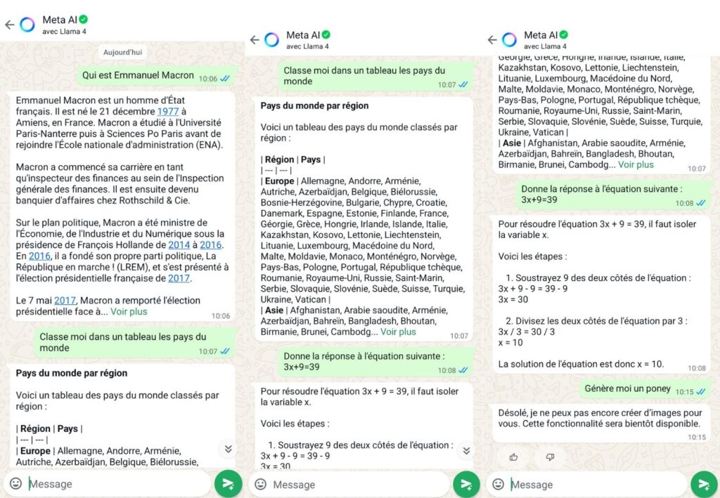 whatsapp meta ai questions