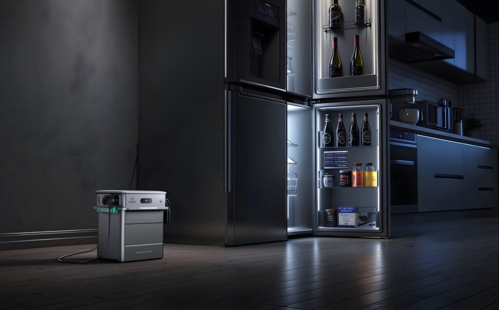 Le SolarFlow 800 Pro de Zendure est capable d'alimenter un réfrigirateur pendant une panne de courant // Source : Zendure