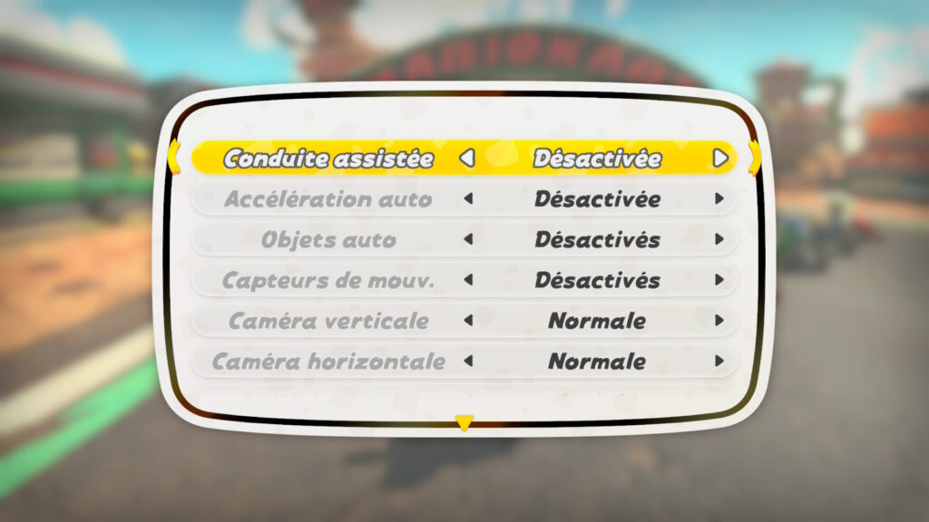 Les aides à la conduite de Mario Kart World.