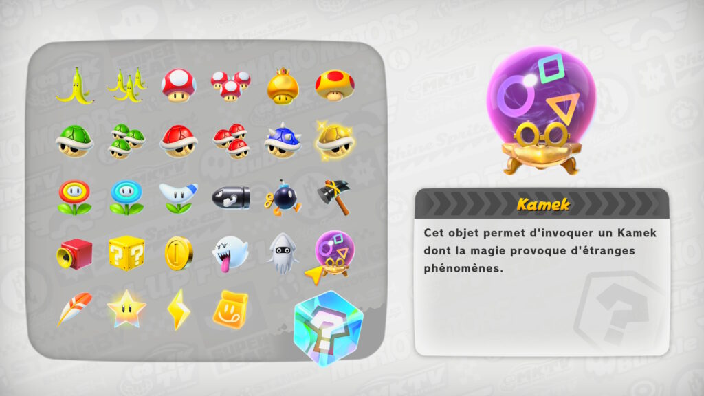 Le pouvoir de Kamek est un des nouveaux objets de Mario Kart World. Le pouvoir de Kamek est un des nouveaux objets de Mario Kart World.