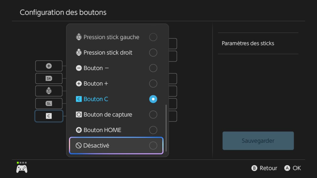 Désactiver le bouton C sur Switch 2 // Source : Capture Switch 2