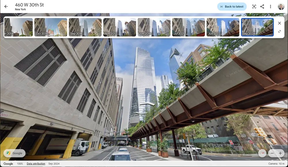 On peut remonter le temps dans Street View sur Google Earth // Source : Google On peut remonter le temps dans Street View sur Google Earth // Source : Google