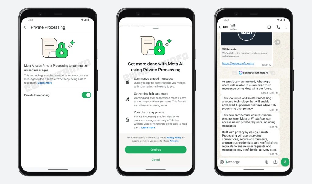 Le résumé des messages par IA dans WhatsApp // Source : WABetaInfo Le résumé des messages par IA dans WhatsApp // Source : WABetaInfo