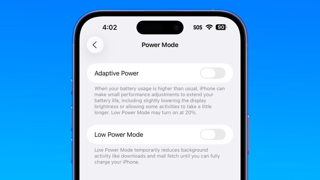 L'Adaptive Power sur iOS 26 // Source : MacRumors