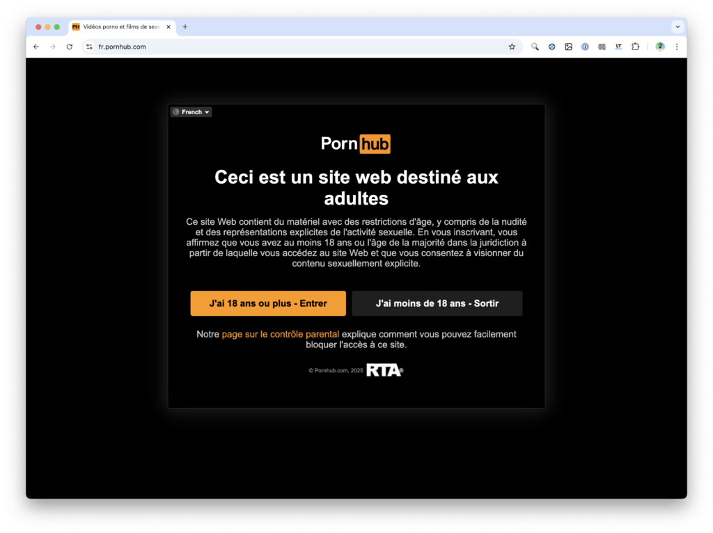 PornHub accessible depuis une IP américaine de NordVPN