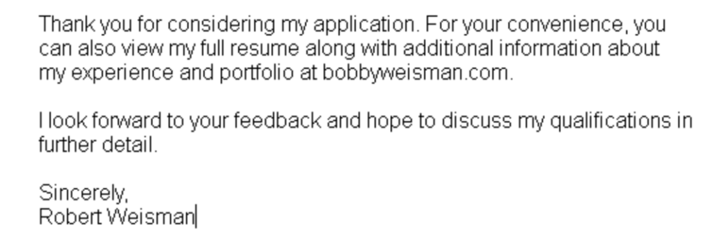 Exemple de message envoyé à un recruteur Exemple de message envoyé à un recruteur