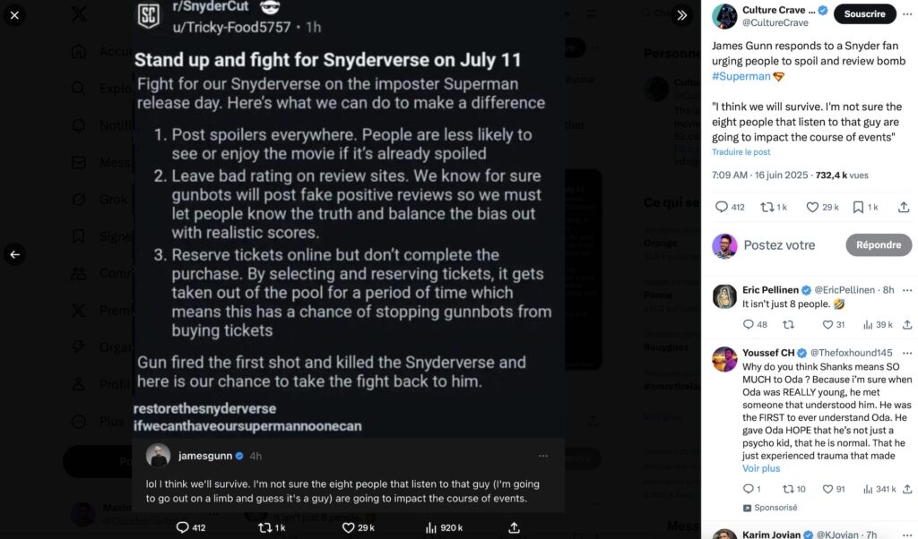 Un appel au boycott du prochain film Superman // Source : Capture X Un appel au boycott du prochain film Superman // Source : Capture X