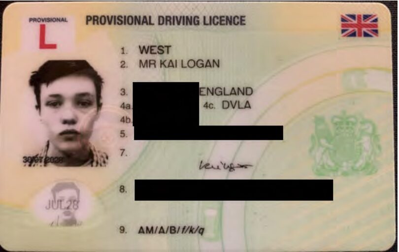 Permis de conduire britannique de Kai Cenat, diffusé dans le rapport du Département de justice américain // Source : DOJ
