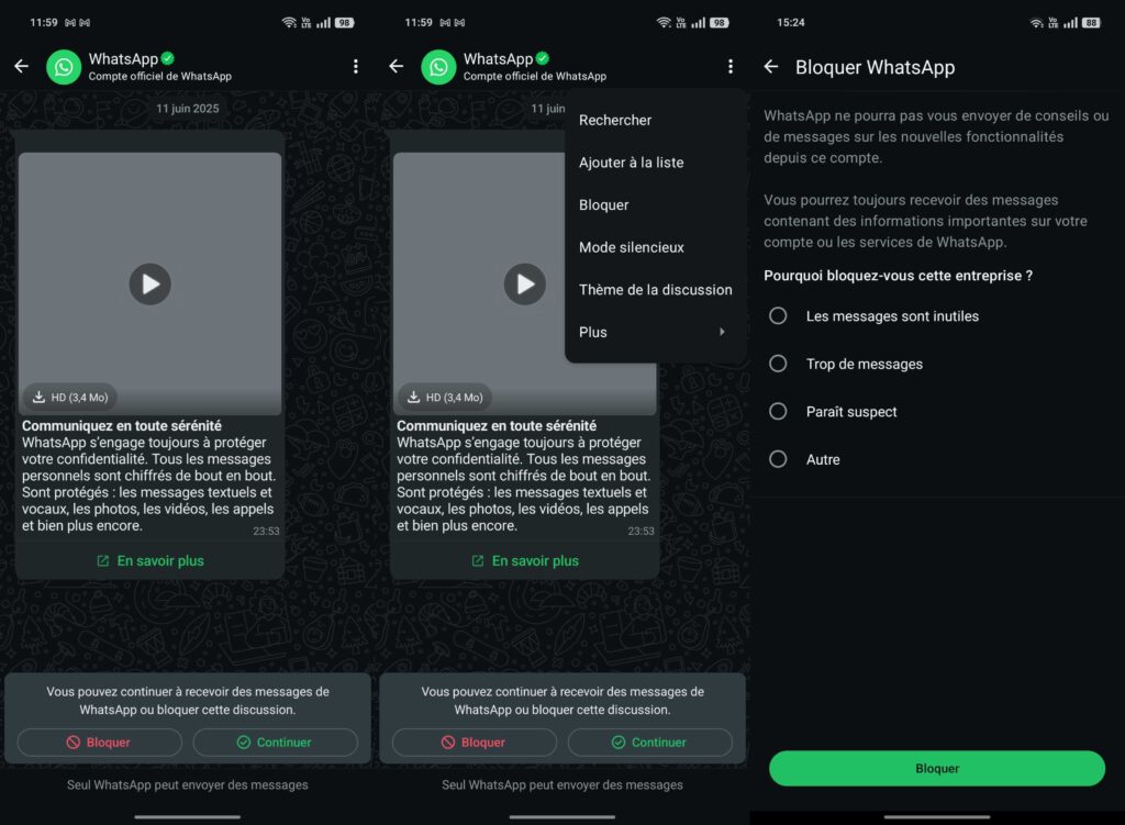 Comment bloquer WhatsApp sur WhatsApp // Source : Numerama Comment bloquer WhatsApp sur WhatsApp // Source : Numerama
