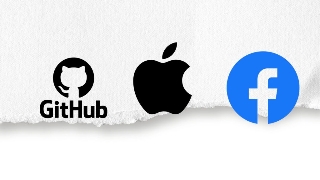 Facebook, Apple, Github ou encore Google font parti des plateformes citées dans la supposée fuite // Source : Montage Numerama Facebook, Apple, Github ou encore Google font parti des plateformes citées dans la supposée fuite // Source : Montage Numerama