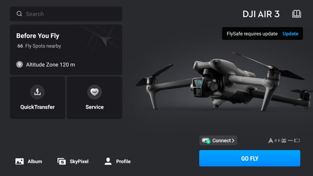 L'application DJI // Source : DJI
