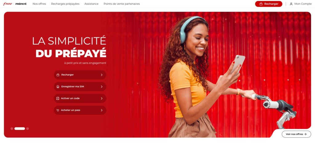 Le site de Free Prépayé // Source : Capture Numerama