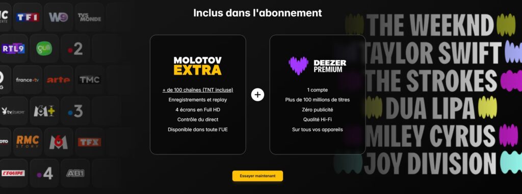 La formule Deezer Premium et Molotov Extra