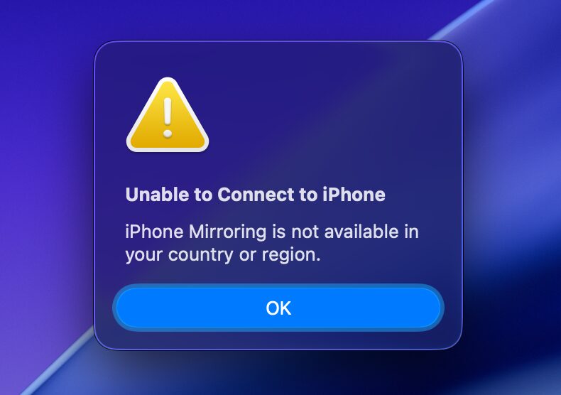 iPhone Mirroring a un nouveau logo avec macOS 26, mais ne démarre pas en France. iPhone Mirroring a un nouveau logo avec macOS 26, mais ne démarre pas en France.