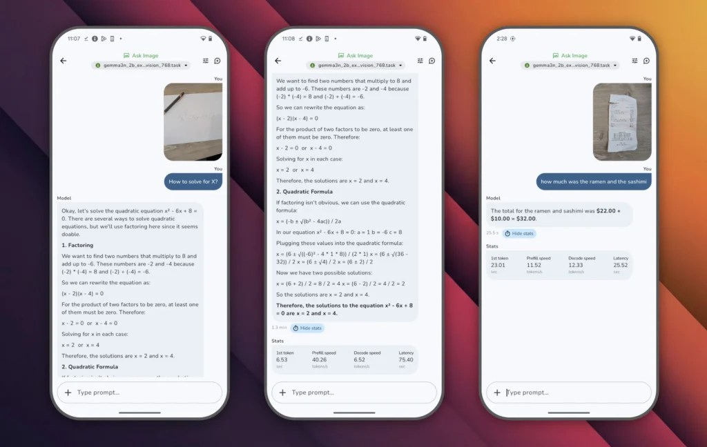 De la reconnaissance d'image dans l'application AI Edge Gallery // Source : Google De la reconnaissance d'image dans l'application AI Edge Gallery // Source : Google