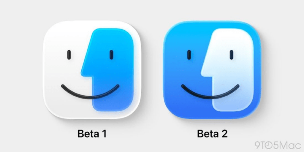 L'icônes du Finder dans les bêtas 1 et 2 de macOS Tahoe.