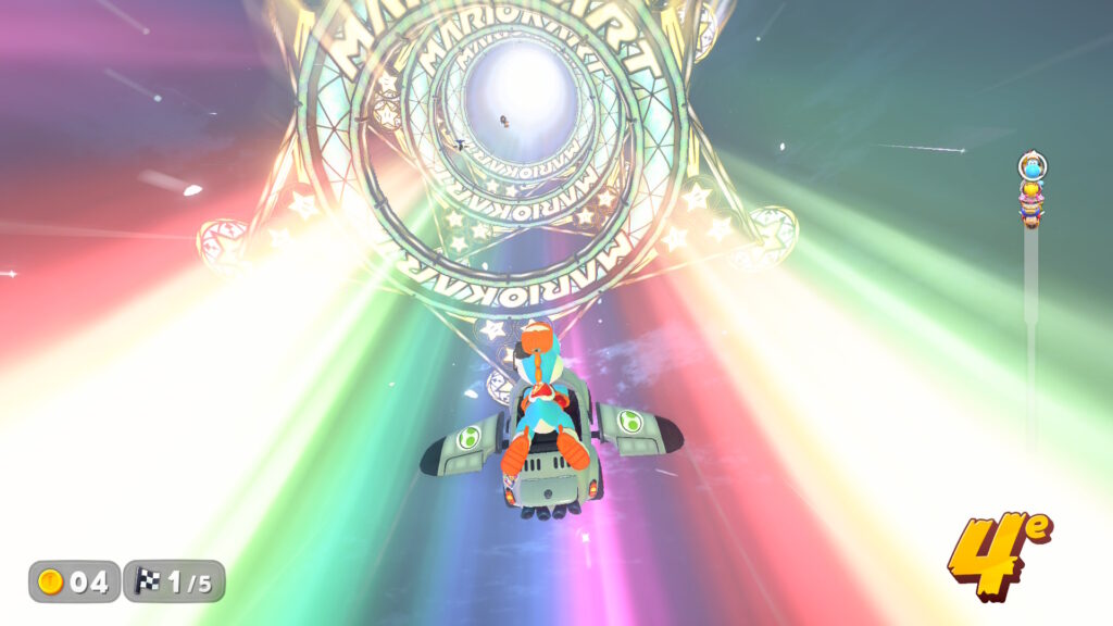 La route Arc-en-ciel de Mario Kart World, un des rares niveaux avec de vrais tours, est une merveile pour les yeux. La route Arc-en-ciel de Mario Kart World, un des rares niveaux avec de vrais tours, est une merveile pour les yeux.