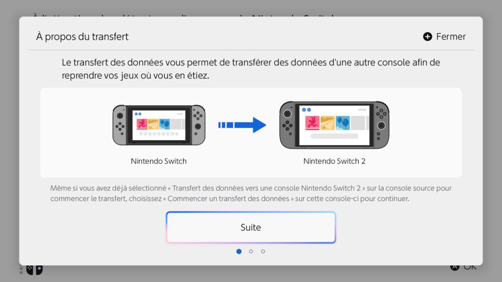 Transfert des données de la Switch vers la Switch 2 // Source : Capture Switch 2 Transfert des données de la Switch vers la Switch 2 // Source : Capture Switch 2