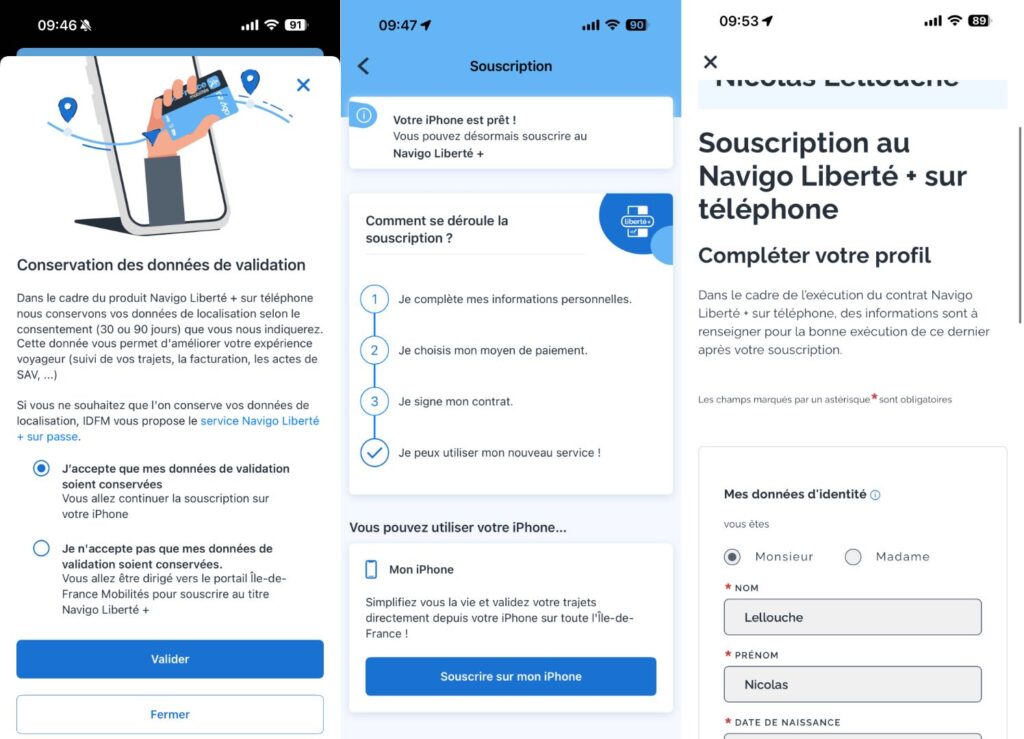 La création d'un profil prend quelques minutes pour le Navigo Liberté+. La création d'un profil prend quelques minutes pour le Navigo Liberté+.
