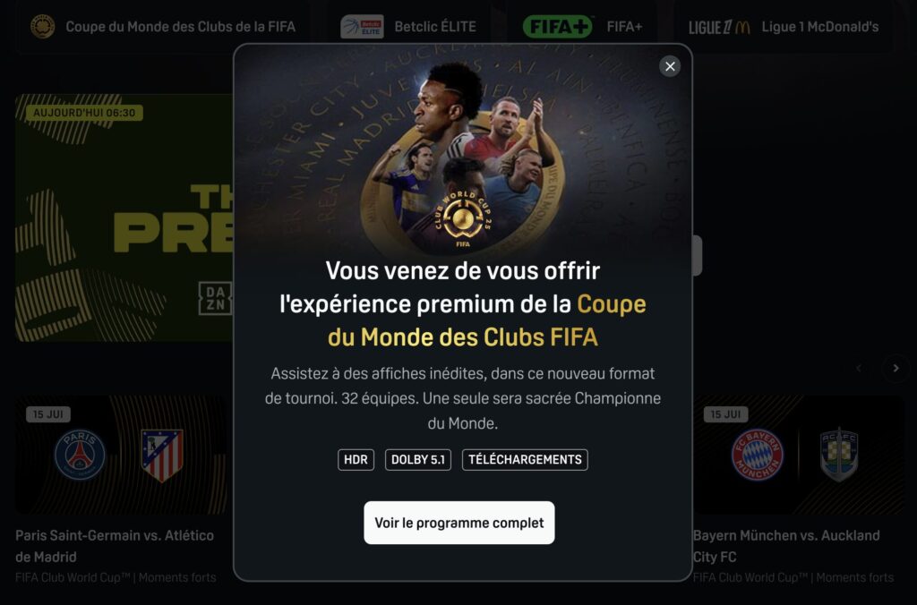 Les abonnés payants à DAZN peuvent regarder la Coupe du monde des clubs dans une meilleure qualité. Les abonnés payants à DAZN peuvent regarder la Coupe du monde des clubs dans une meilleure qualité.