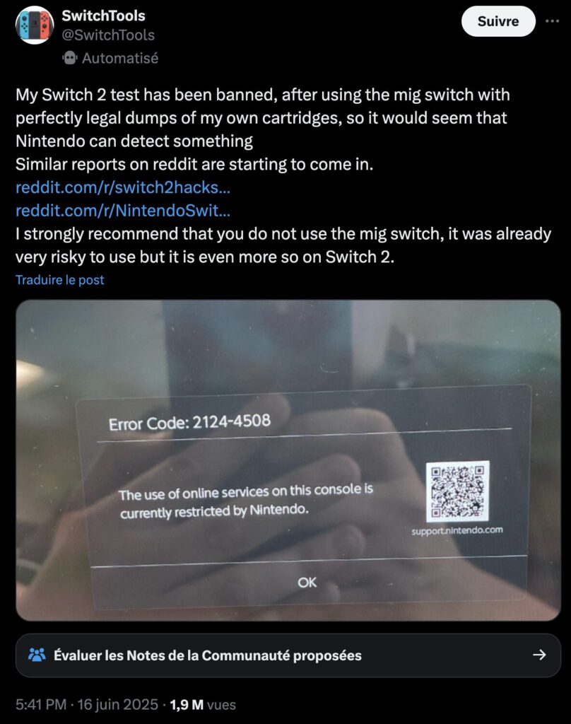 Le tweet de SwitchTools. Le tweet de SwitchTools.