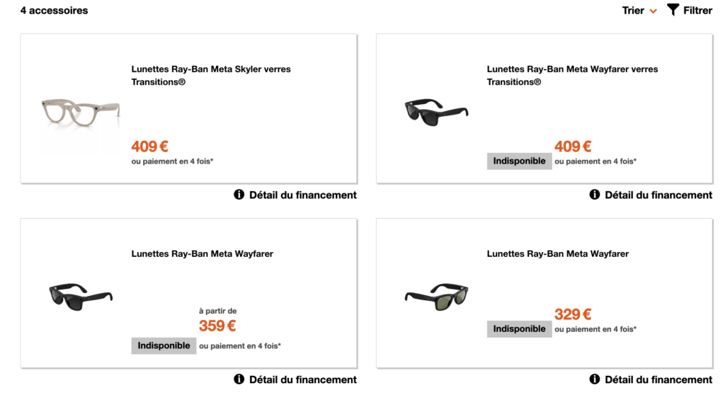 Les Meta Ray-Ban sur le site d'Orange. Les Meta Ray-Ban sur le site d'Orange.