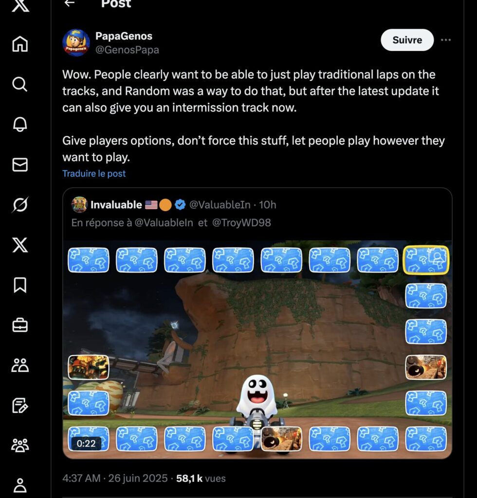 Sur Twitter, les messages contre la mise à jour de Mario Kart sont nombreux.