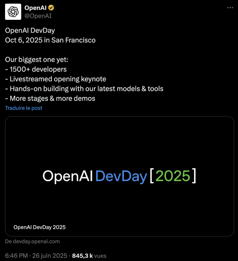 Sur Twitter, OpenAI promet une conférence streamée. Sur Twitter, OpenAI promet une conférence streamée.