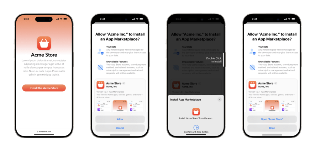 Le nouveau processus d'installation d'une application en dehors de l'App Store. Il n'y a plus besoin de passer par les réglages pour autoriser le développeur. Le nouveau processus d'installation d'une application en dehors de l'App Store. Il n'y a plus besoin de passer par les réglages pour autoriser le développeur.