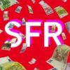 Une pluie d'argent sur le logo SFR. // Source : Numerama