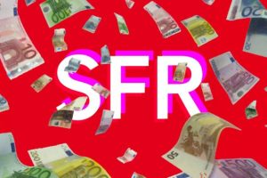 Une pluie d'argent sur le logo SFR. // Source : Numerama