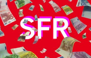 Une pluie d'argent sur le logo SFR. // Source : Numerama