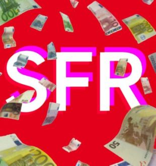Une pluie d'argent sur le logo SFR. // Source : Numerama