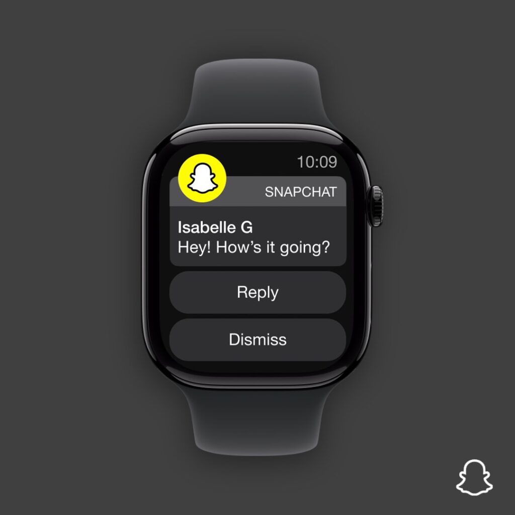 L'interface de Snapchat sur Apple Watch // Source : Snapchat