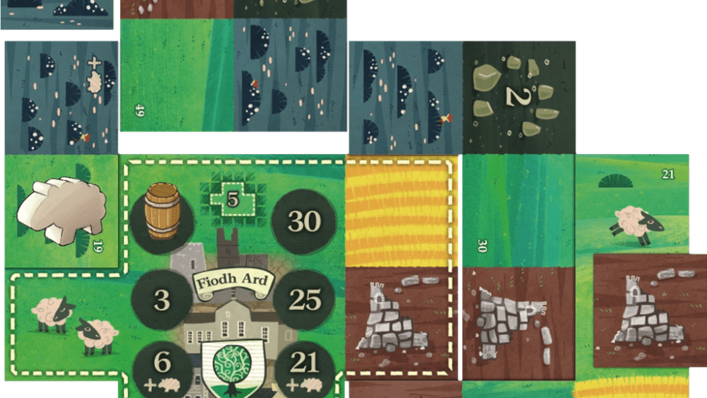 Quelques tuiles déjà posées autour du village. // Source : Lookout Games