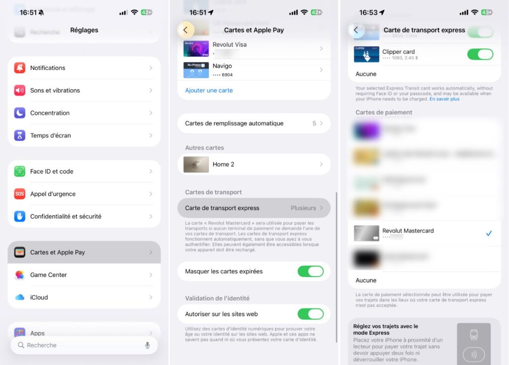 L'activation du mode Transport Express sur iPhone. L'activation du mode Transport Express sur iPhone.