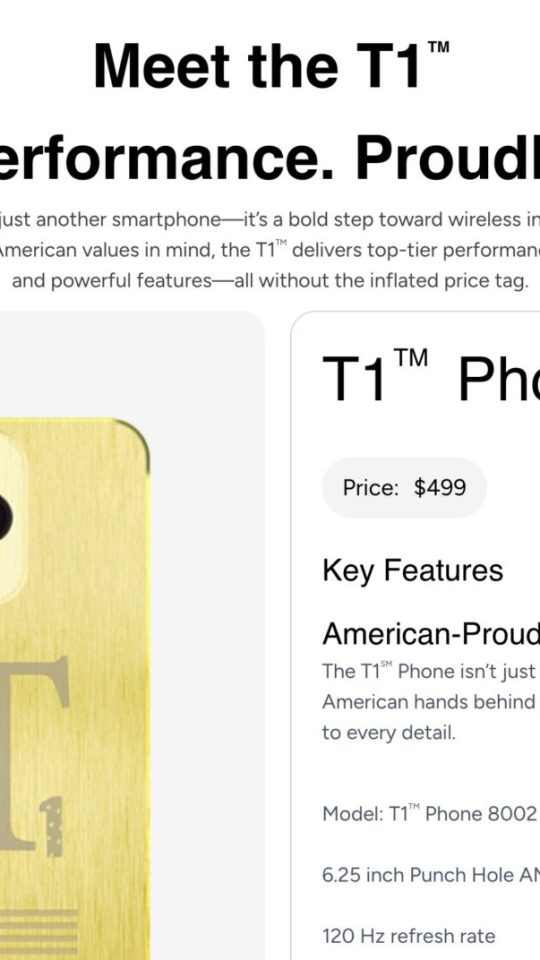 Le site de Trump Mobile ne revendique plus de fabrication américaine // Source : Capture Numerama
