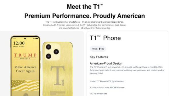Le site de Trump Mobile ne revendique plus de fabrication américaine // Source : Capture Numerama