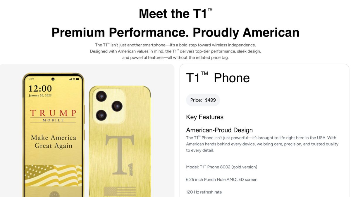 Le site de Trump Mobile ne revendique plus de fabrication américaine // Source : Capture Numerama
